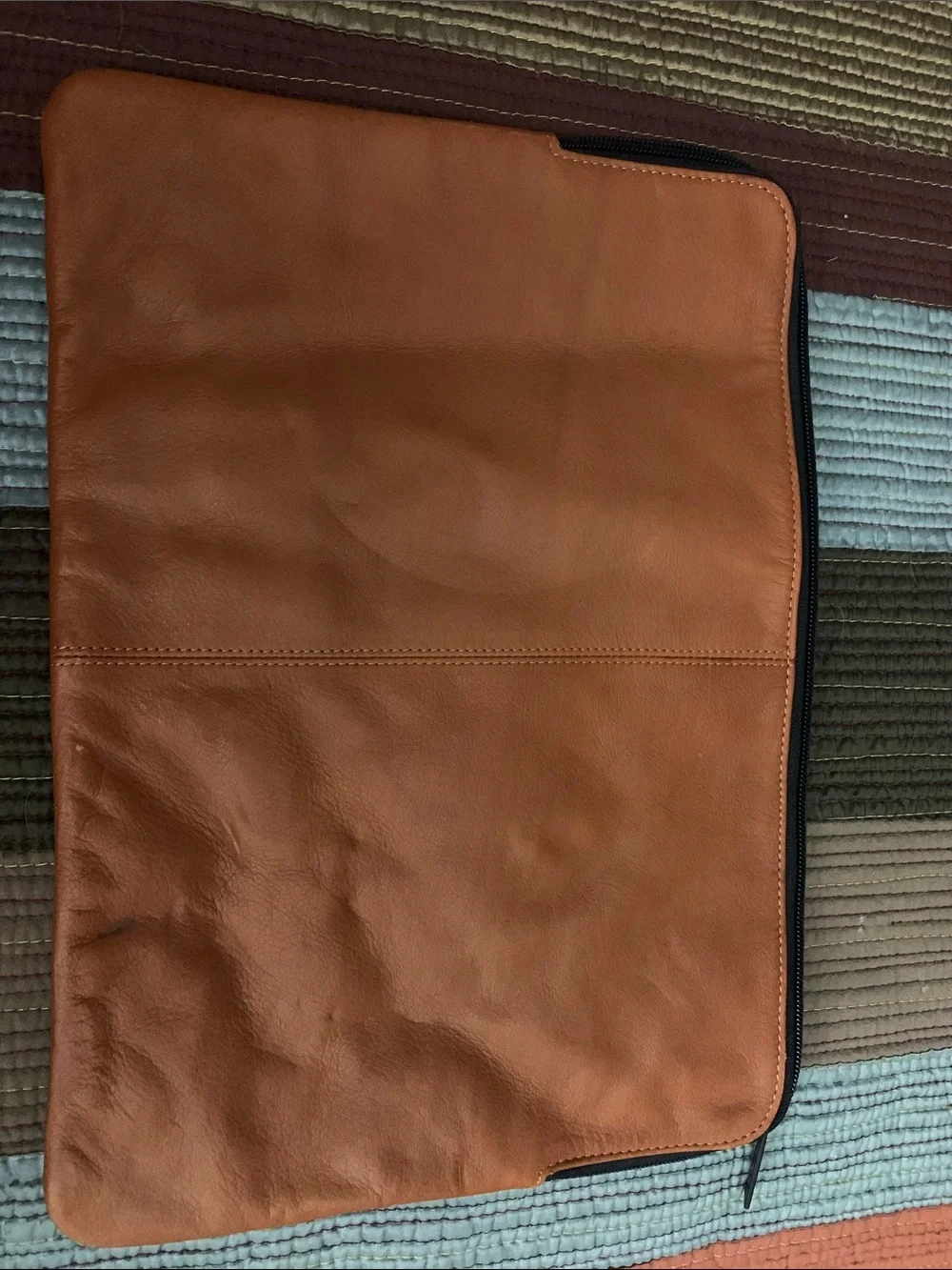 DECODED Brown Leather Men’s Zip Folio Bag